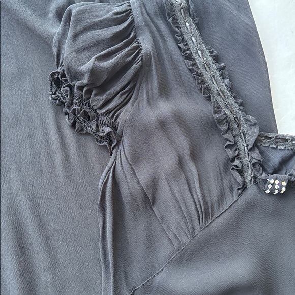 Vintage 90’s April Cornell Milkmaid Fairy Cocquette Midi Dress Medium Goth Black - Picture 7 of 17